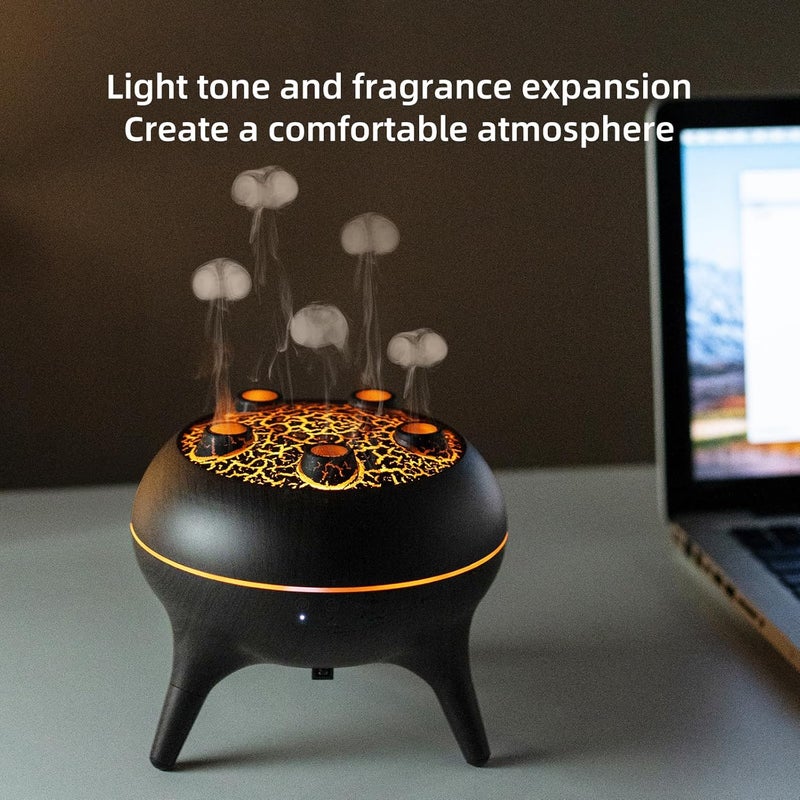 BLOIMP Essential Oil Diffuser 250ML,Jellyfish Diffuser Air Humidifiers Sound Pickup Ultrasonic Aromatherapy Diffuser Remote Control 7 Color Lights for Home Bedroom Office Hotel (Brown Color) - Image 4